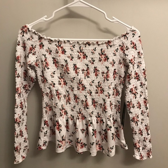 Orange Kiss Off-The-Shoulder Floral Top - Picture 1 of 3